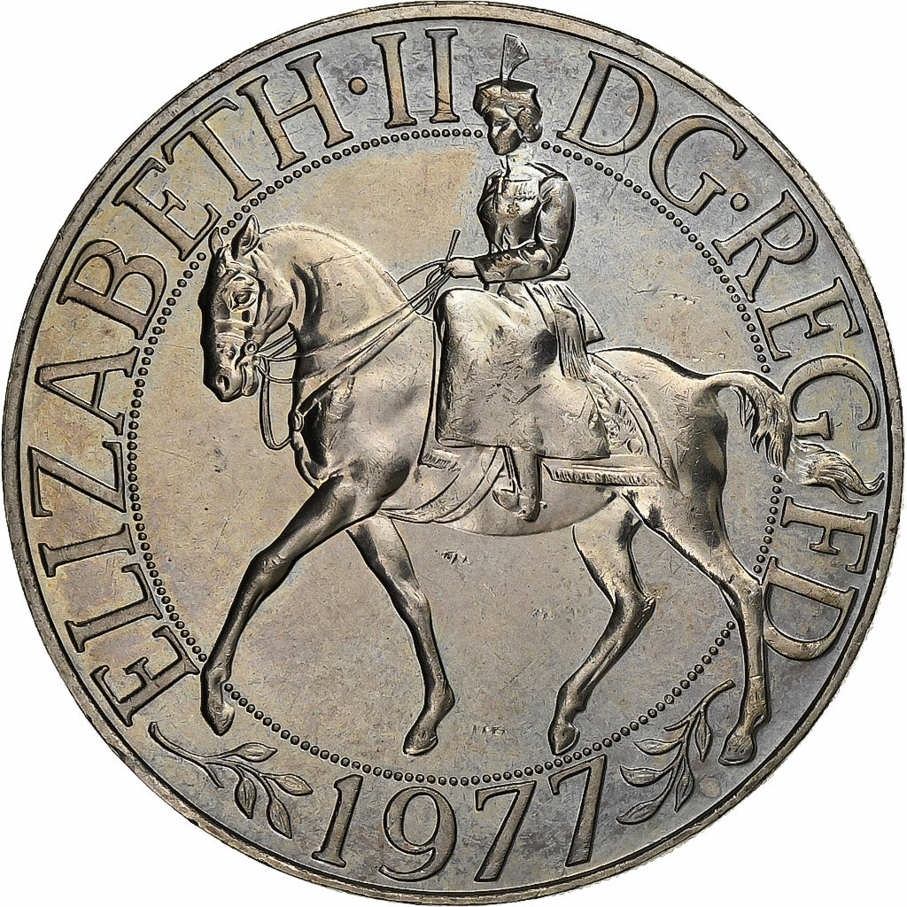 Gran Bretaña, Elizabeth II, 25 New Pence, 1977, British Royal Mint, Cobre -
