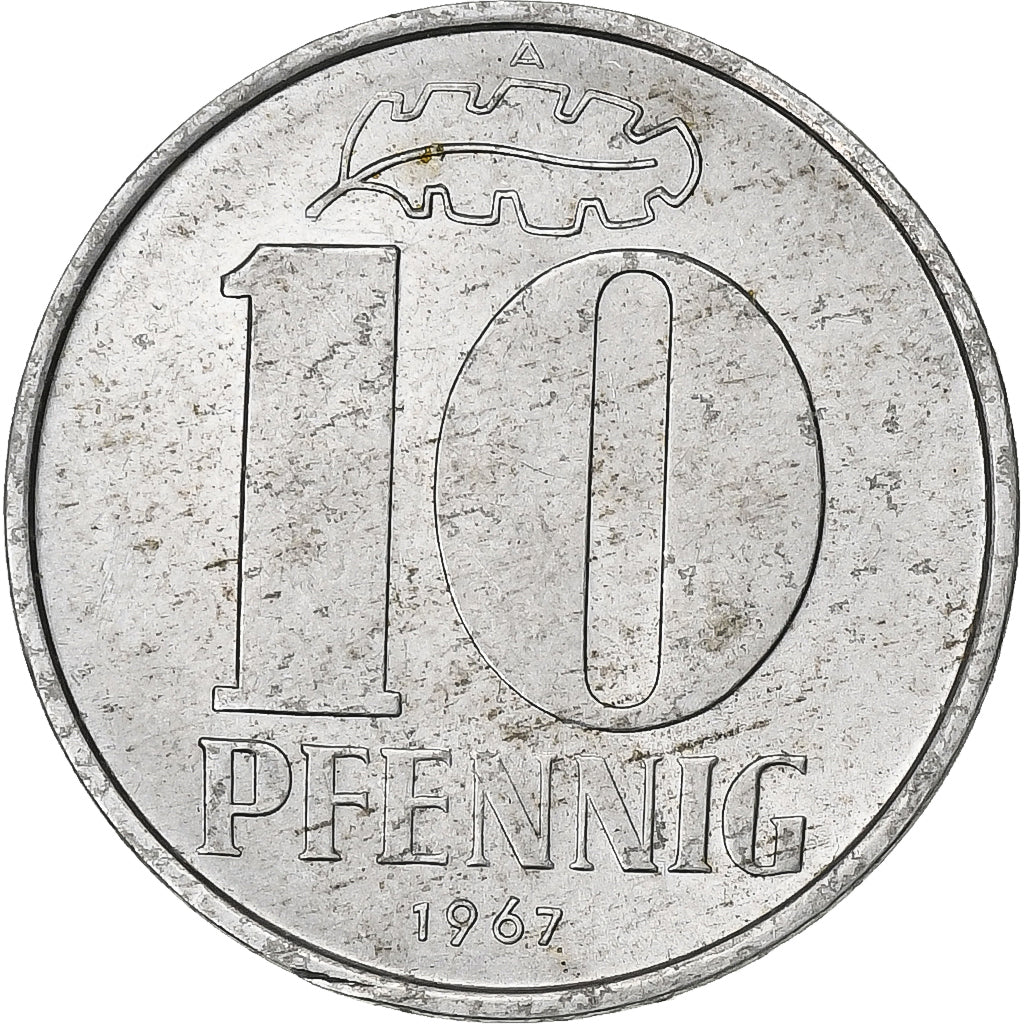 DUITSE DEMOCRATISCHE REPUBLIEK, 10 Pfennig, 1967, Berlin, Aluminium, PR, KM:10