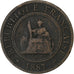 Indocia Francese, Cent, 1887, Paris, Bronzo, MB, KM:1