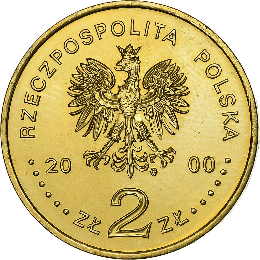 Polonia, 2 Zlote, 2000, Warsaw, Latón, FDC, KM:376