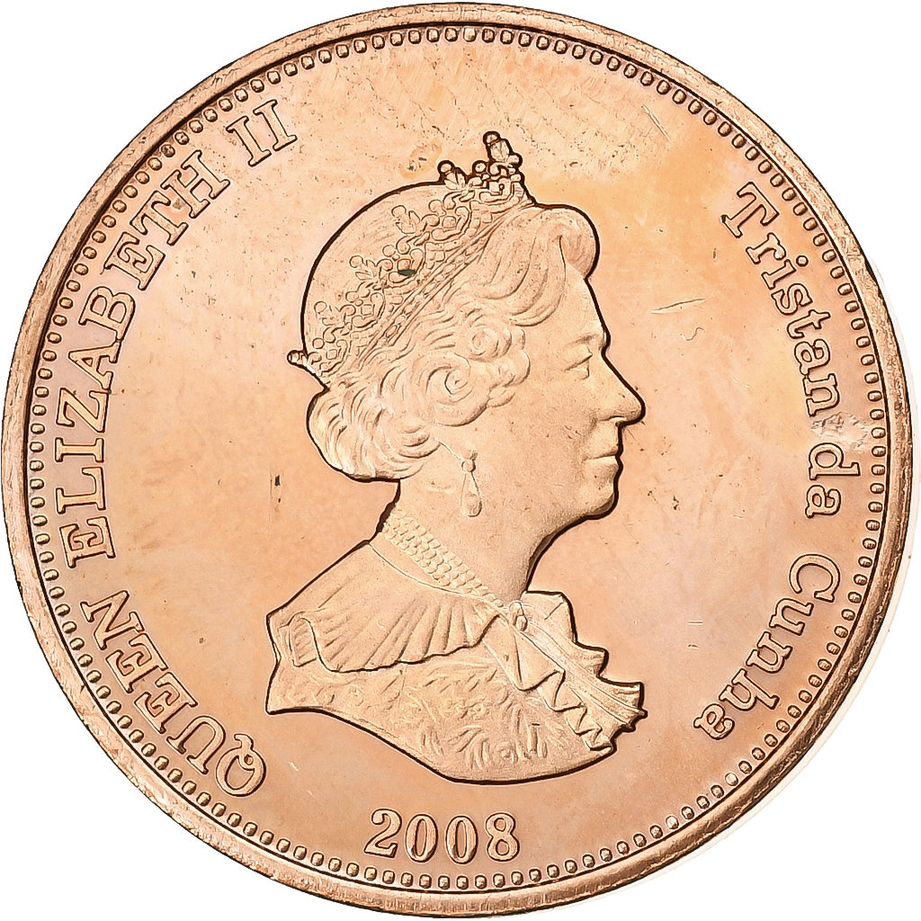 Tristan Da Cunha, Elizabeth II, 2 Pence, 2008, Franklin Mint, Copper, MS(63)