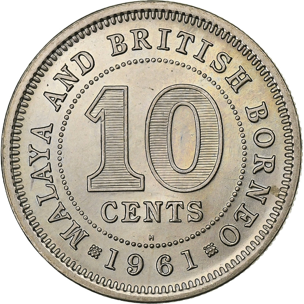 MALAYA & BRITS BORNEO, 10 Cents, 1961, Cupro-nikkel, UNC-, KM:2