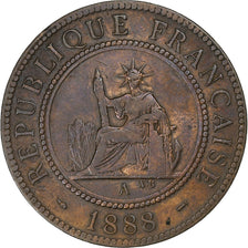 French Indo-China, Cent, 1888, Paris, Bronze, VF(20-25), KM:1