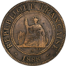 French Indo-China, Cent, 1888, Paris, Bronze, VF(20-25), KM:1