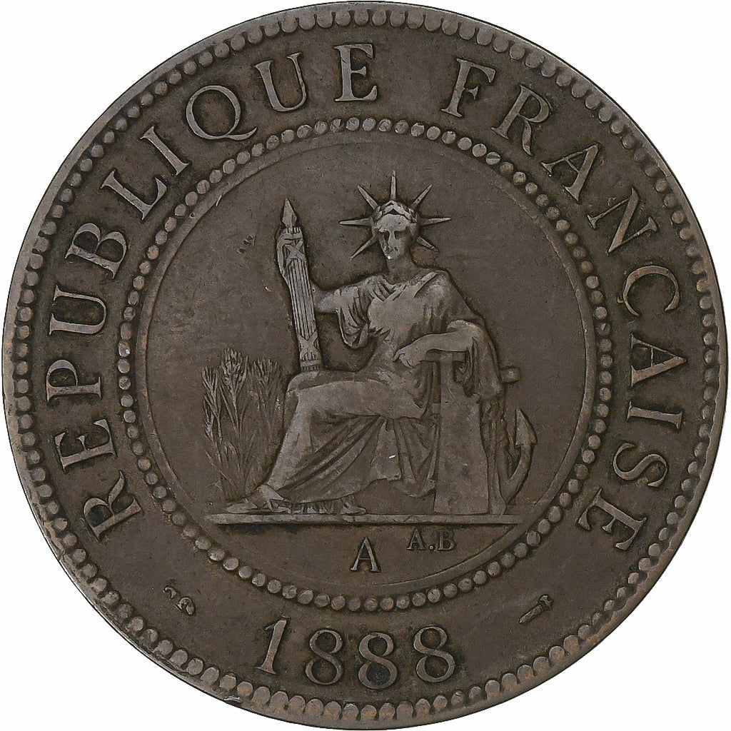 Indochine française, Cent, 1888, Paris, Bronze, TB+, KM:1