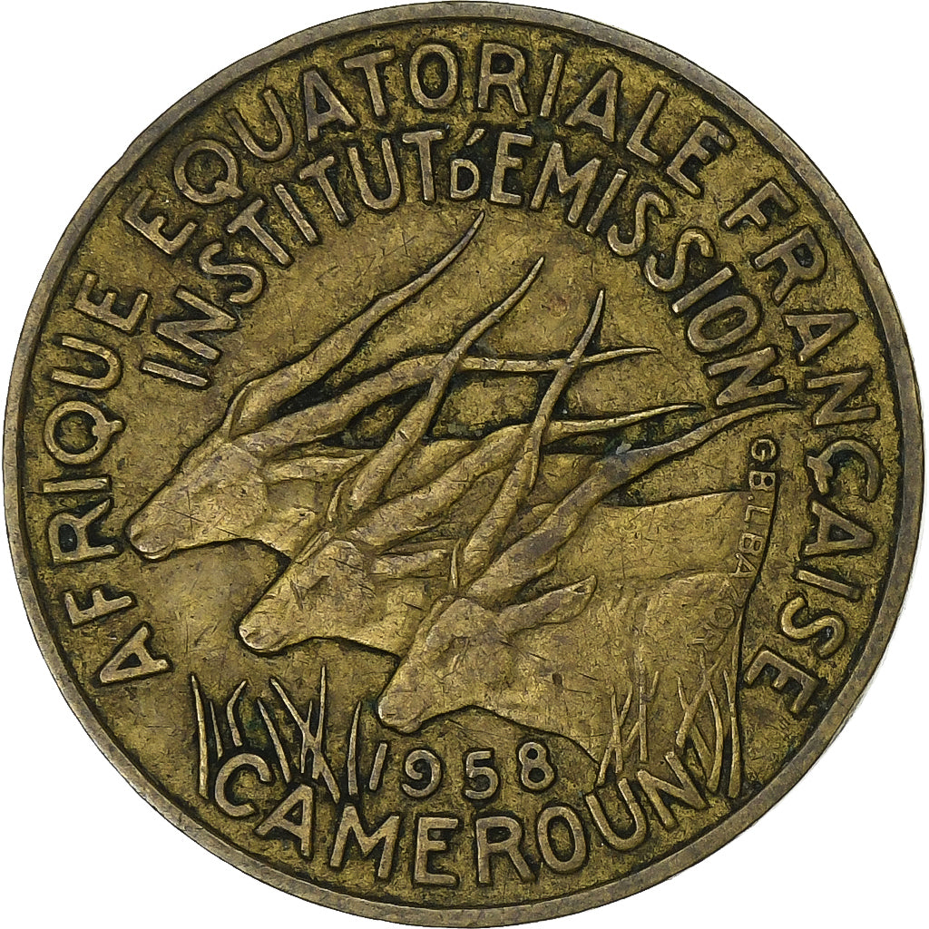 Cameroon, 10 Francs, 1958, Paris, Aluminum-Bronze, VF(30-35), KM:11