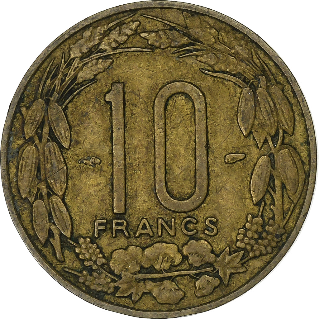 Cameroon, 10 Francs, 1958, Paris, Aluminum-Bronze, VF(30-35), KM:11