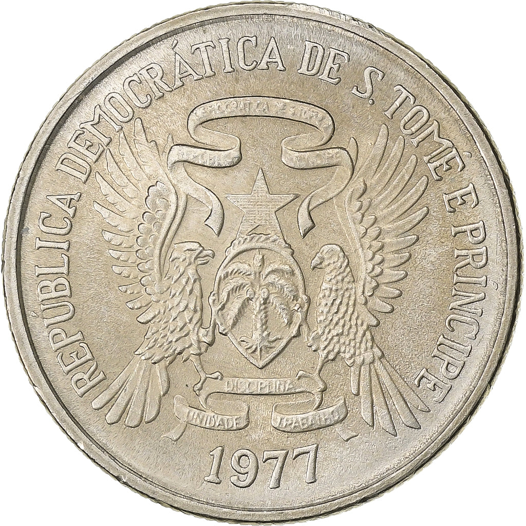 SAINT THOMAS & ISOLA DEL PRINCIPE EDOARDO, 5 Dobras, 1977, Rame-nichel, SPL