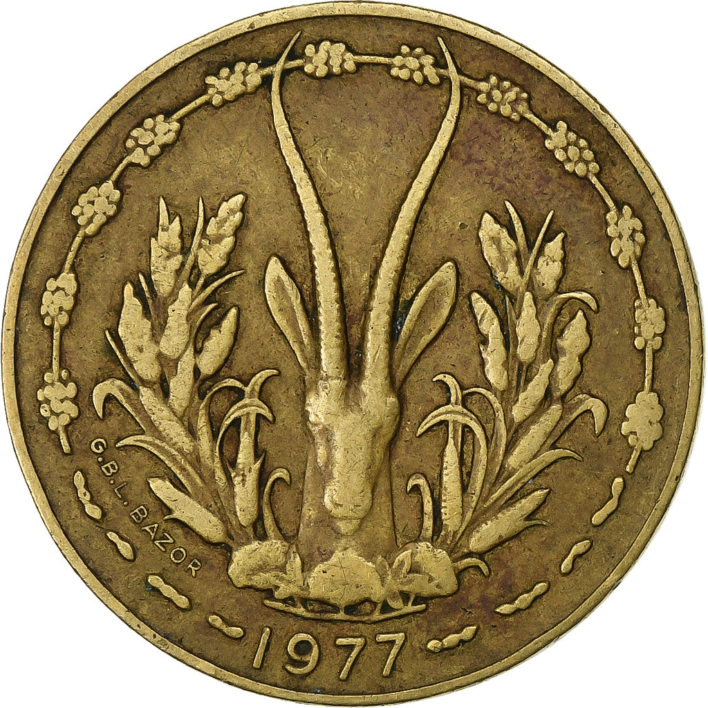 Estados da África Ocidental, 10 Francs, 1977, Alumínio-Níquel-Bronze