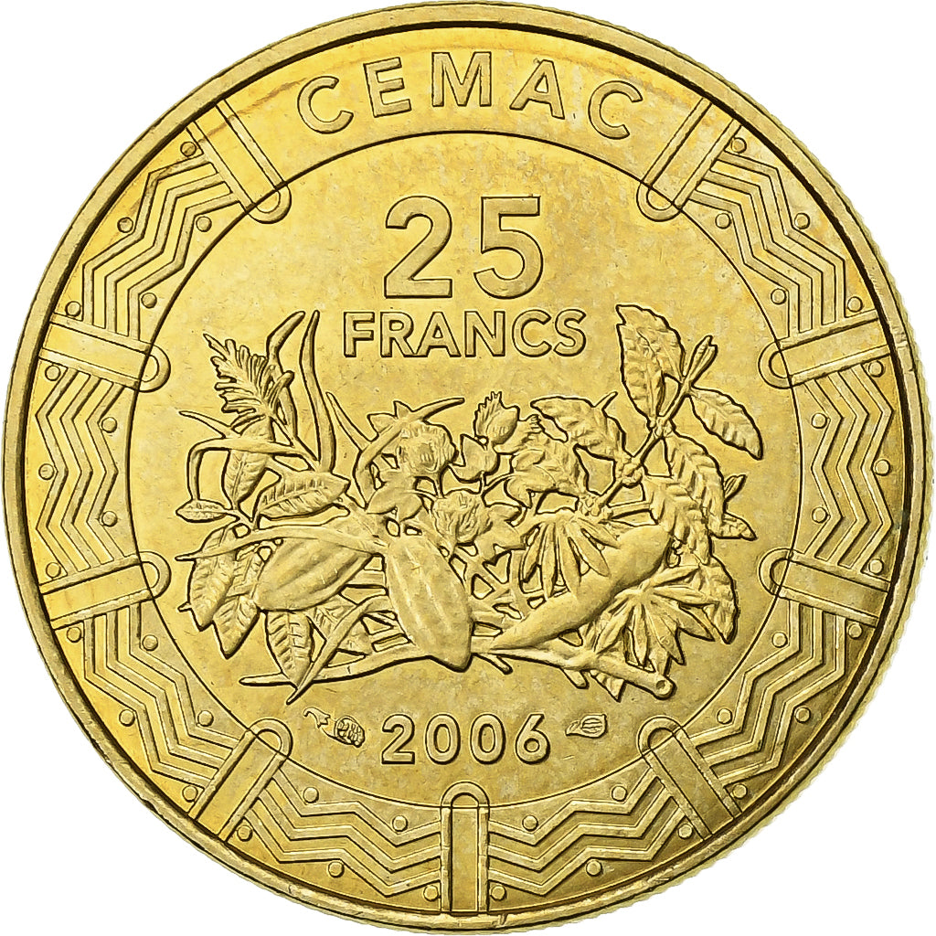 Estados da África Central, 25 Francs, 2006, Paris, Latão, MS(63), KM:20