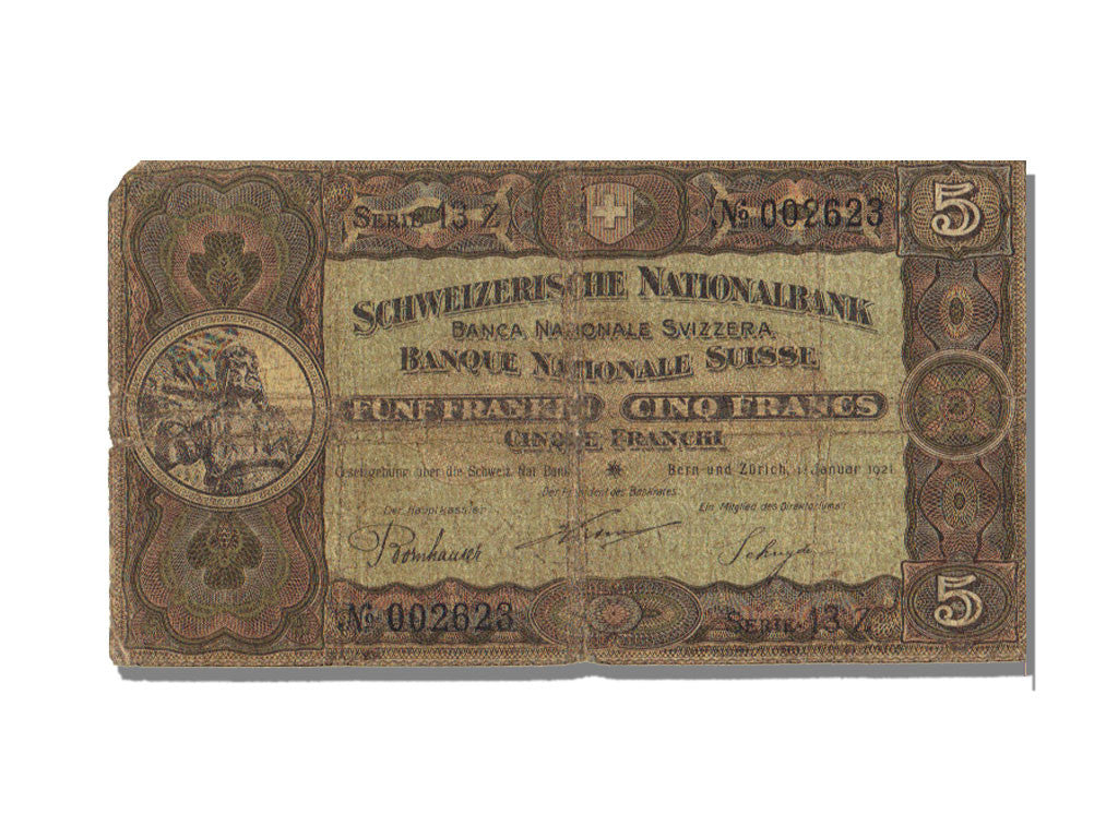 Banknote, Switzerland, 5 Franken, 1921, 1921-01-01, VF(20-25)