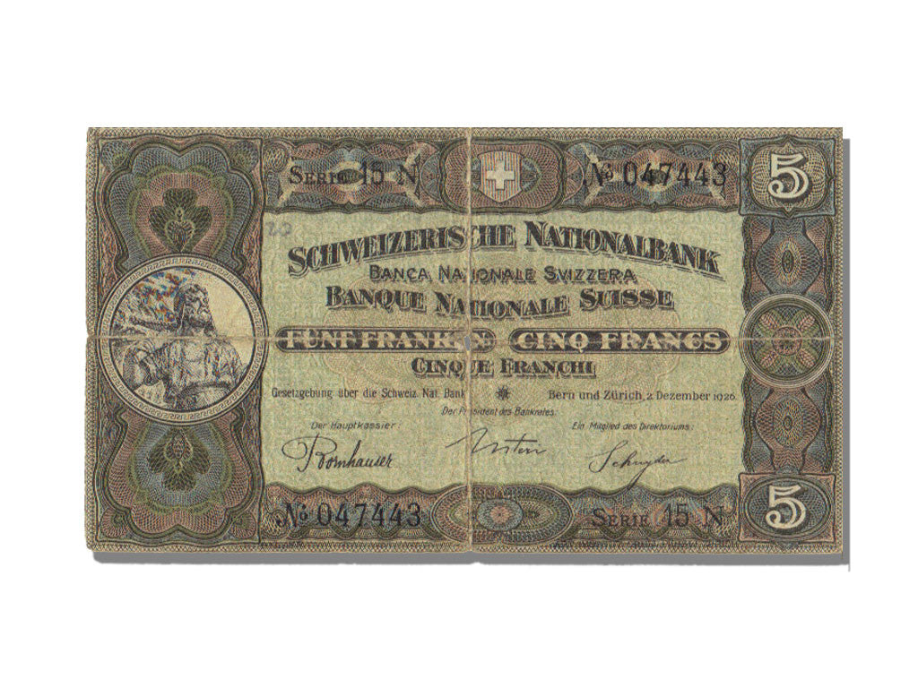 Banknote, Switzerland, 5 Franken, 1926, 1926-12-02, VF(30-35)