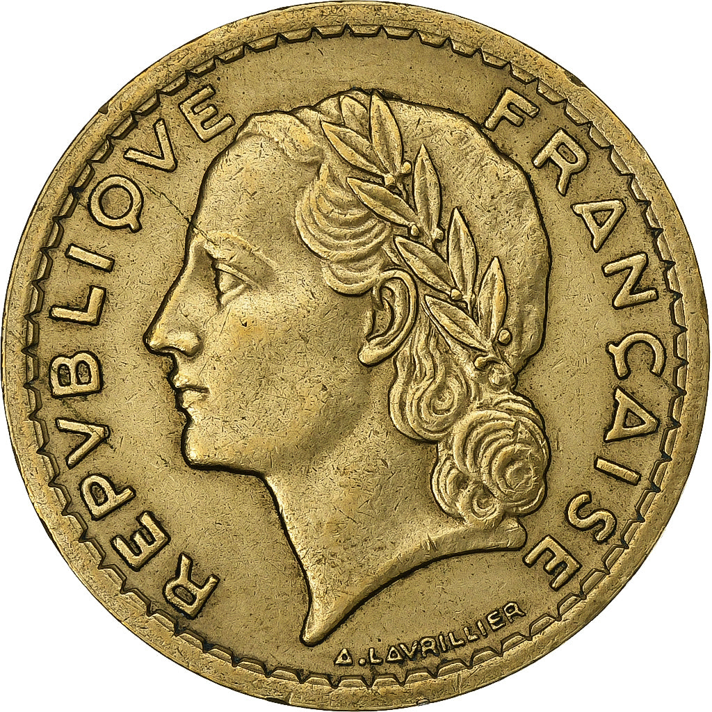 France, 5 Francs, Lavrillier, 1946, Aluminum-Bronze, AU(55-58), KM:888a.2