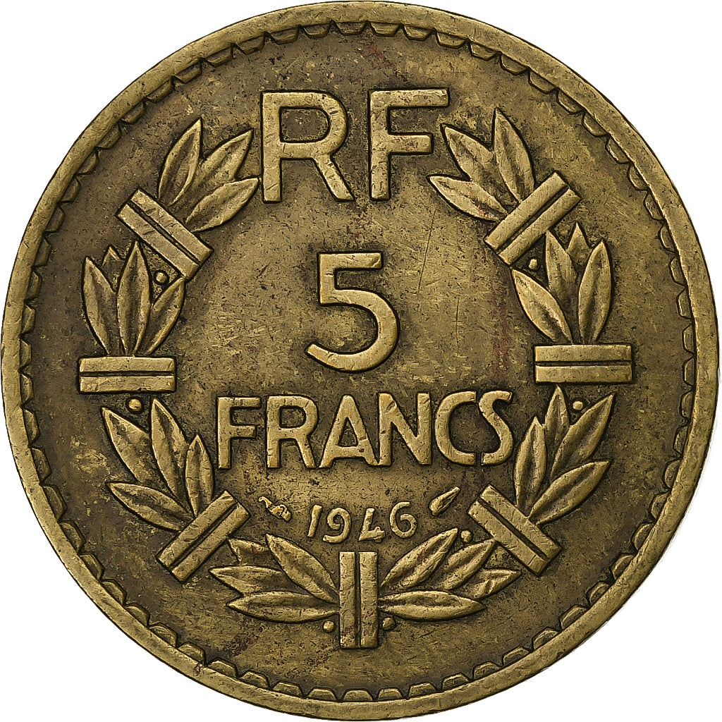 França, 5 Francs, Lavrillier, 1946, Alumínio-Bronze, EF(40-45), KM:888a.2