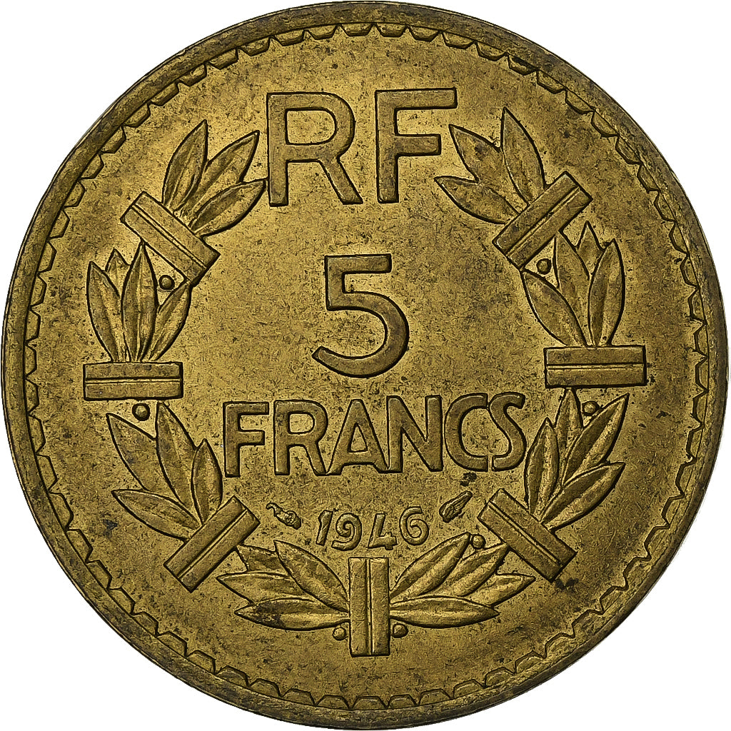 Francia, 5 Francs, Lavrillier, 1946, Alluminio-bronzo, BB, KM:888a.2