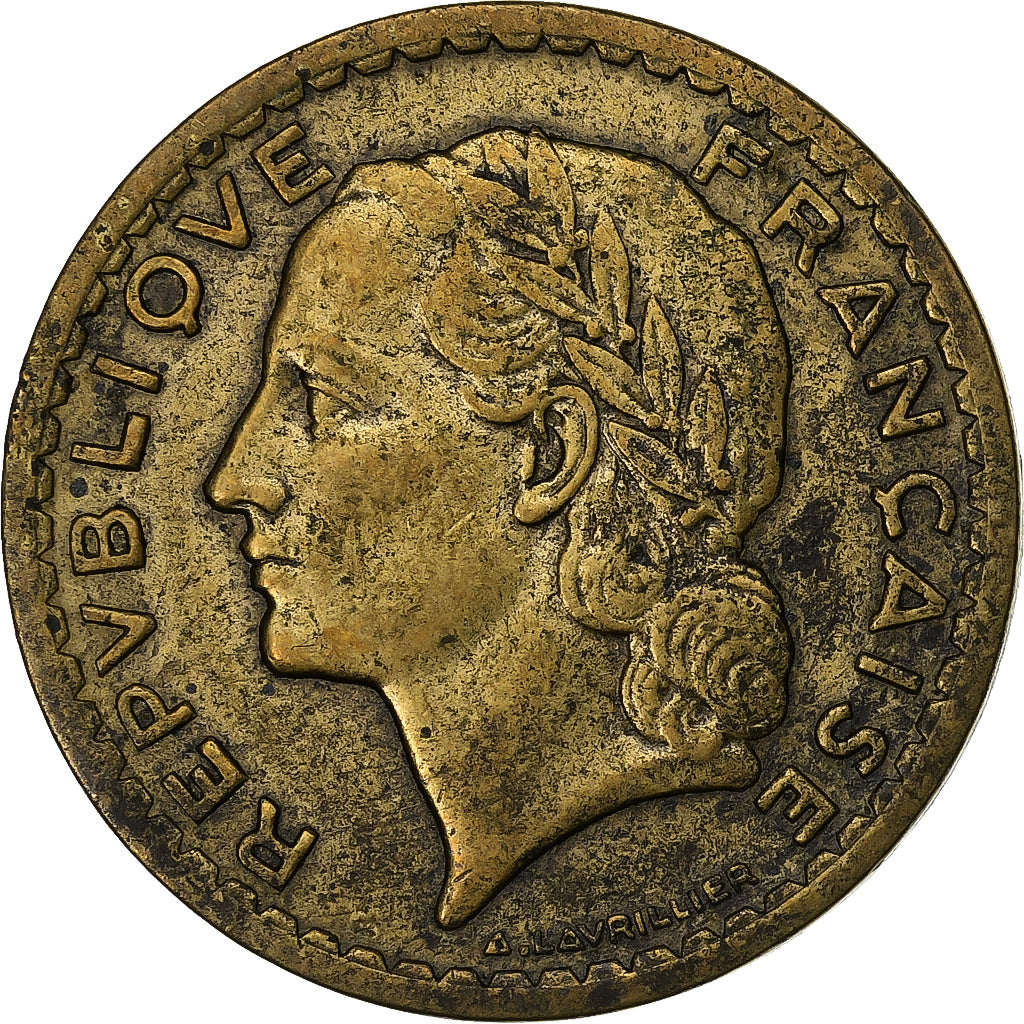 Francia, 5 Francs, Lavrillier, 1946, Alluminio-bronzo, BB, KM:888a.2