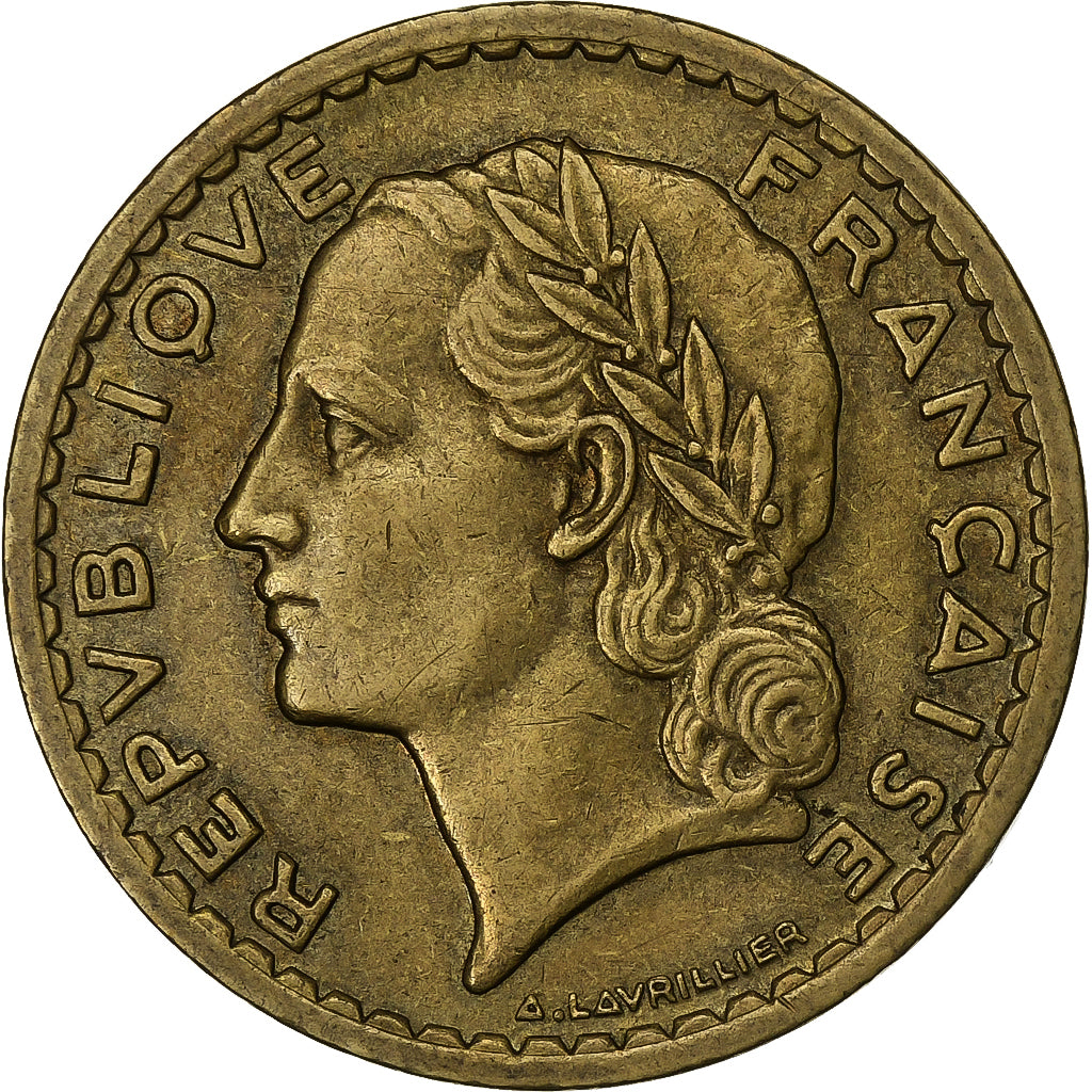 Francia, 5 Francs, Lavrillier, 1946, Alluminio-bronzo, BB, KM:888a.2