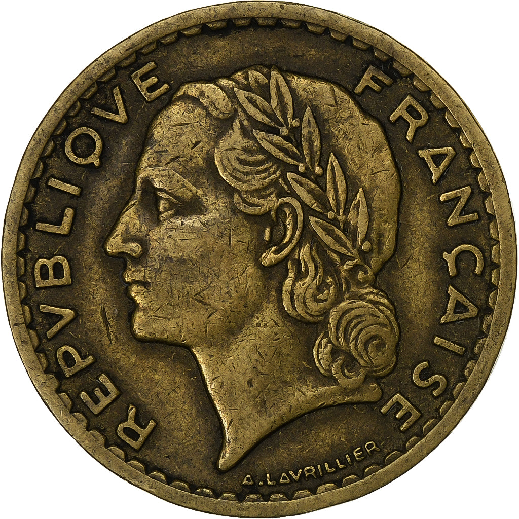Francja, 5 Francs, Lavrillier, 1946, Aluminium-Brąz, EF(40-45), KM:888a.2