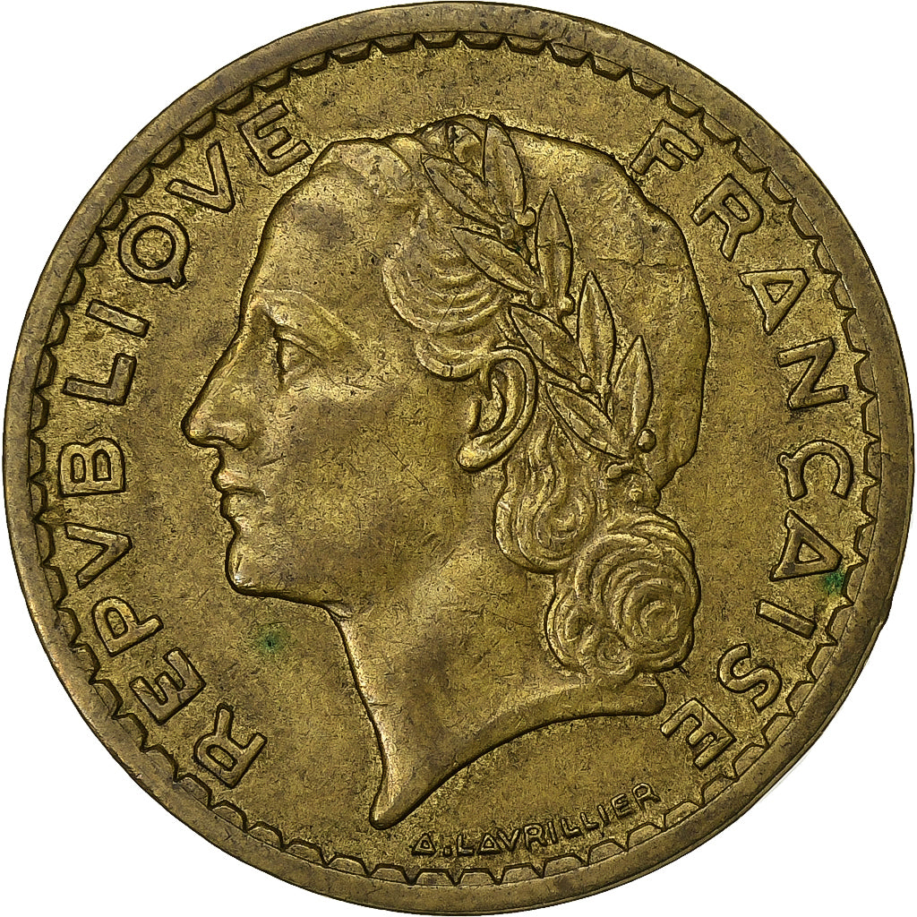 Francia, 5 Francs, Lavrillier, 1946, Alluminio-bronzo, BB, KM:888a.2