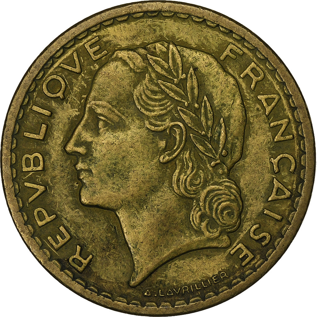 Francia, 5 Francs, Lavrillier, 1946, Alluminio-bronzo, BB, KM:888a.2