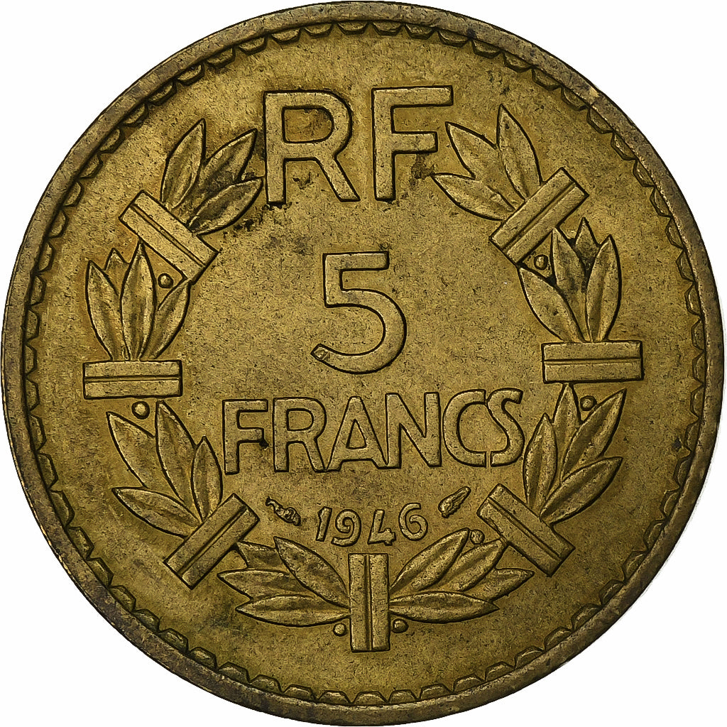 Francia, 5 Francs, Lavrillier, 1946, Alluminio-bronzo, BB, KM:888a.2