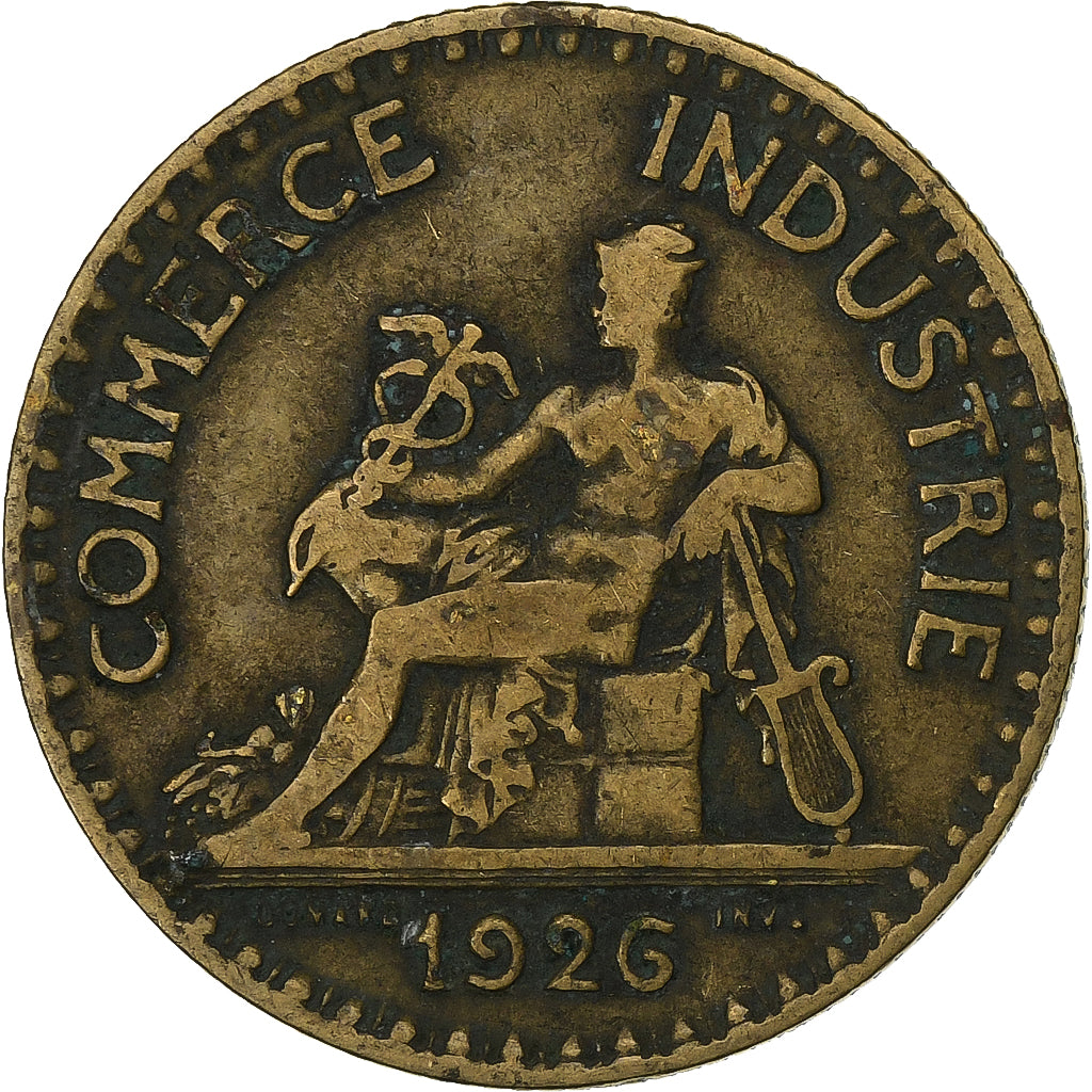 Francia, 2 Francs, Chambre de commerce, 1926, Paris, Aluminio - bronce, BC+