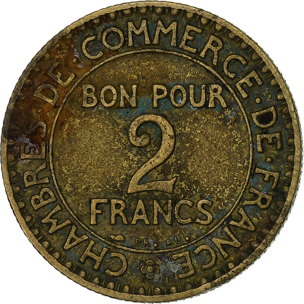 Francia, 2 Francs, Chambre de commerce, 1926, Paris, Alluminio-bronzo, MB+