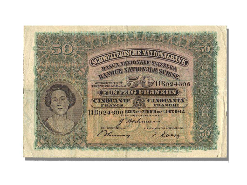 Banknote, Switzerland, 50 Franken, 1942, 1942-10-01, EF(40-45)