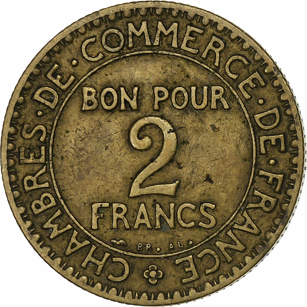 Francia, 2 Francs, Chambre de commerce, 1926, Paris, Alluminio-bronzo, BB