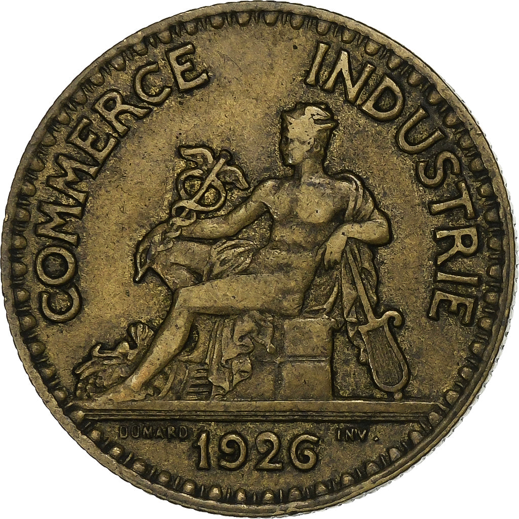 Francia, 2 Francs, Chambre de commerce, 1926, Paris, Aluminio - bronce, BC+