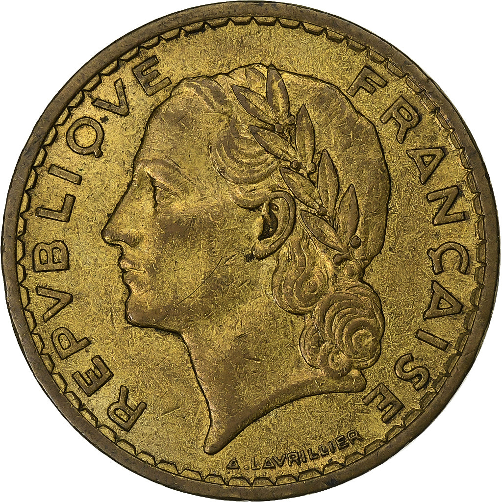 France, 5 Francs, Lavrillier, 1940, Aluminum-Bronze, EF(40-45), KM:888a.1