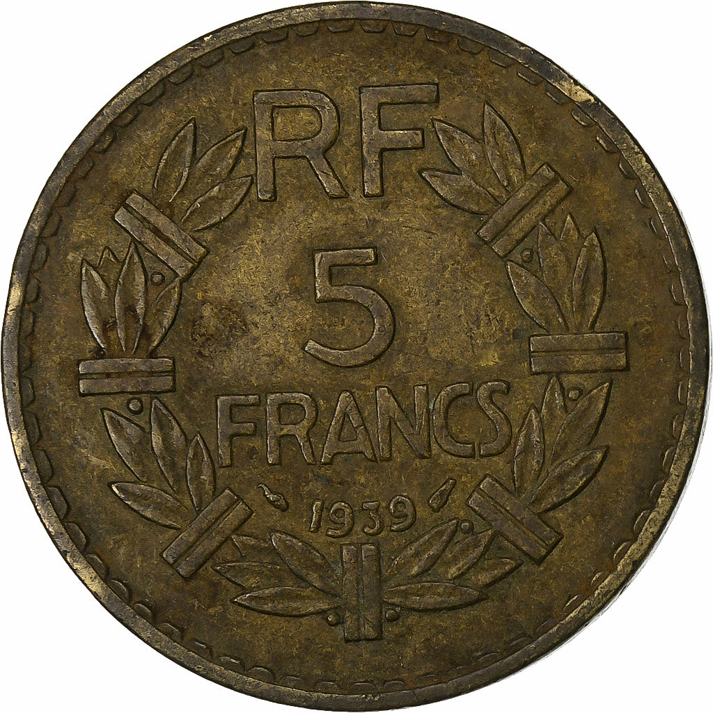 Francia, 5 Francs, Lavrillier, 1939, Alluminio-bronzo, MB, KM:888a.1