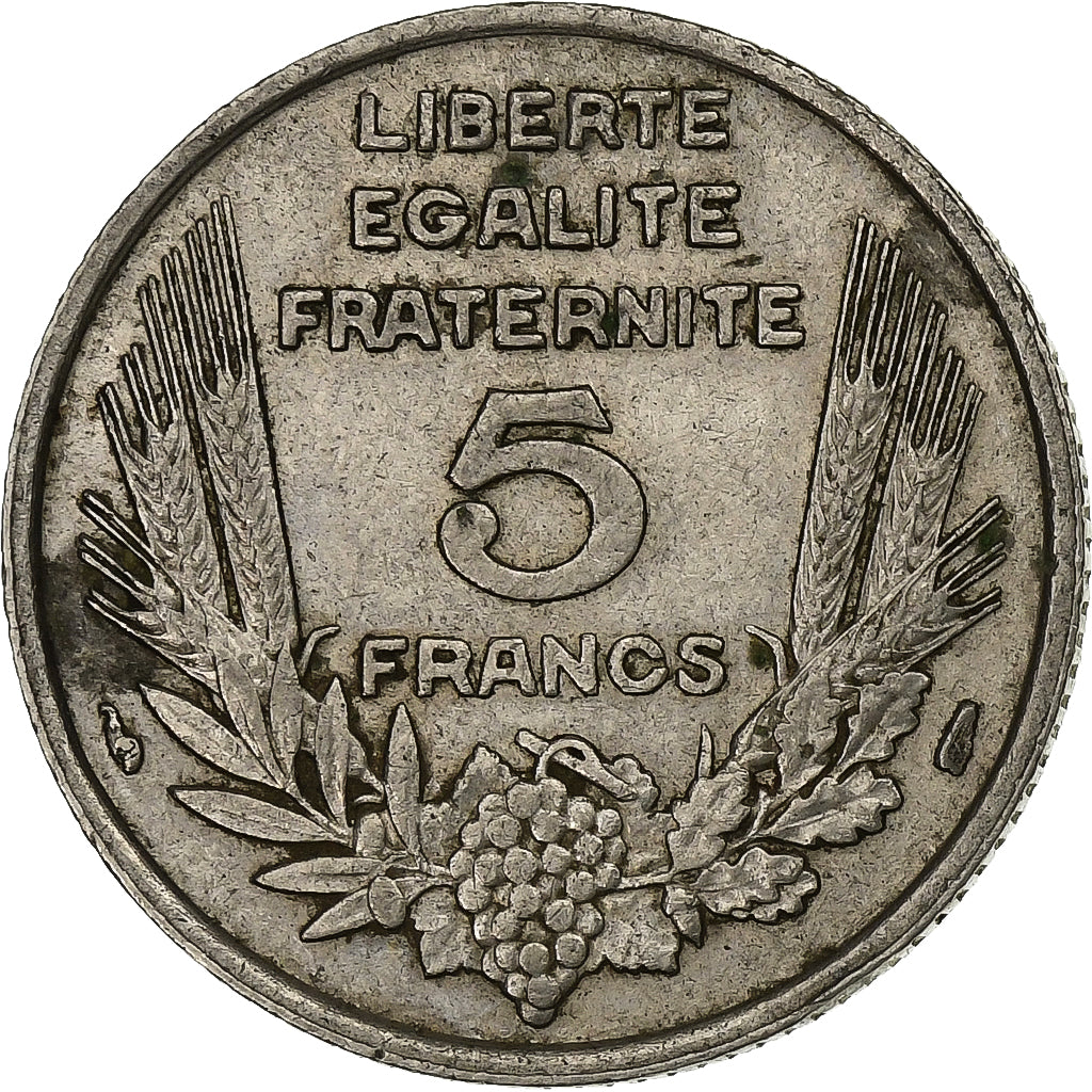 France, 5 Francs, Bazor, 1933, Paris, Nickel, VF(30-35), KM:887