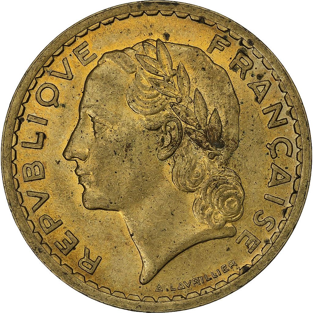 France, 5 Francs, Lavrillier, 1939, Aluminum-Bronze, EF(40-45), KM:888a.1
