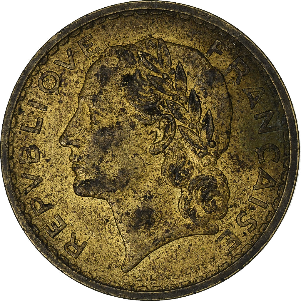 France, 5 Francs, Lavrillier, 1939, Aluminum-Bronze, VF(20-25), KM:888a.1