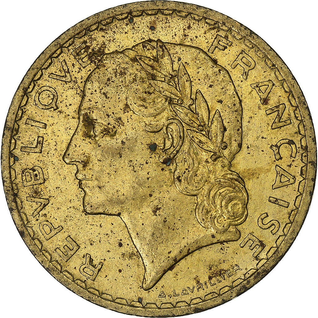 France, 5 Francs, Lavrillier, 1939, Aluminum-Bronze, VF(30-35), KM:888a.1
