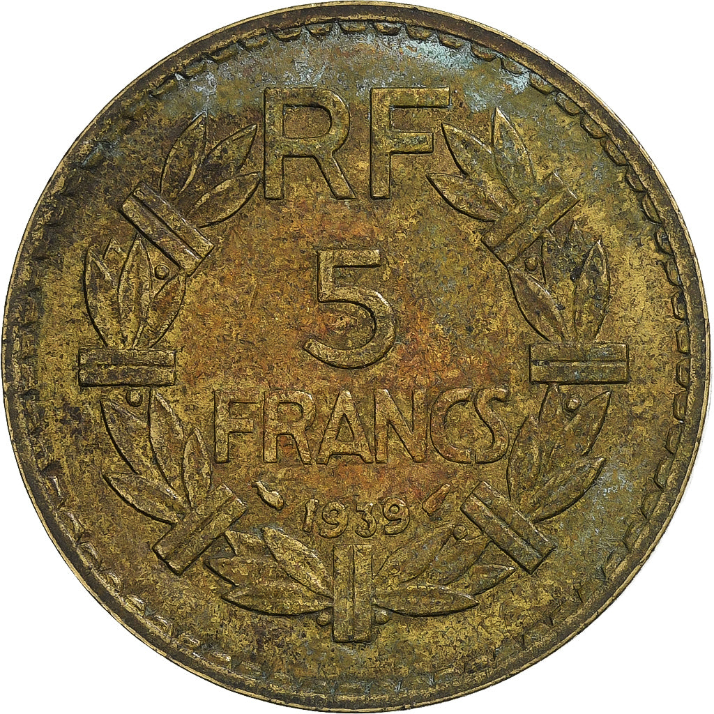Francia, 5 Francs, Lavrillier, 1939, Alluminio-bronzo, MB, KM:888a.1