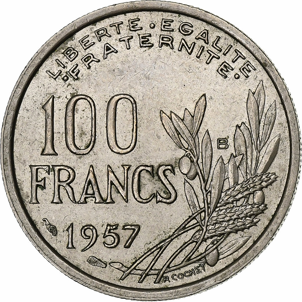 Frankreich, 100 Francs, Cochet, 1957, Beaumont - Le Roger, Kupfer-Nickel, SS