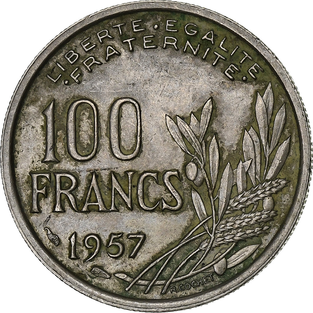Frankreich, 100 Francs, Cochet, 1957, Kupfer-Nickel, SS, KM:919.1