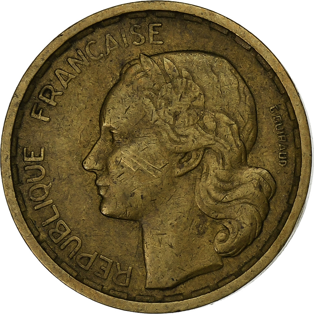 France, 10 Francs, Guiraud, 1950, Paris, Aluminum-Bronze, VF(30-35), KM:915.1