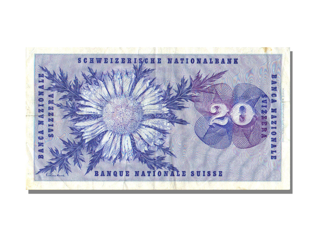 Banknote, Switzerland, 20 Franken, 1972, 1972-01-24, AU(55-58)
