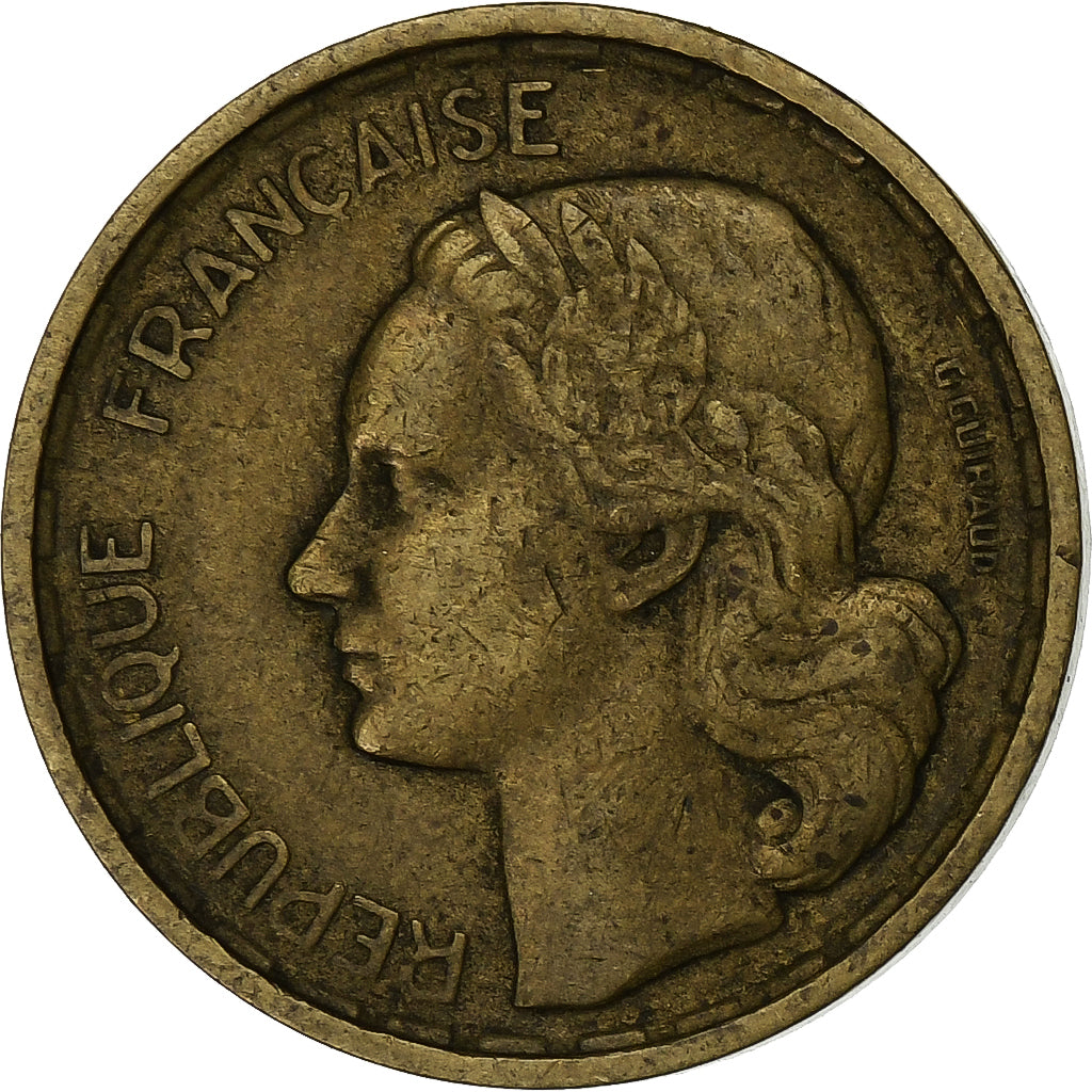 Francja, 10 Francs, Guiraud, 1951, Paris, Aluminium-Brąz, EF(40-45), KM:915.1