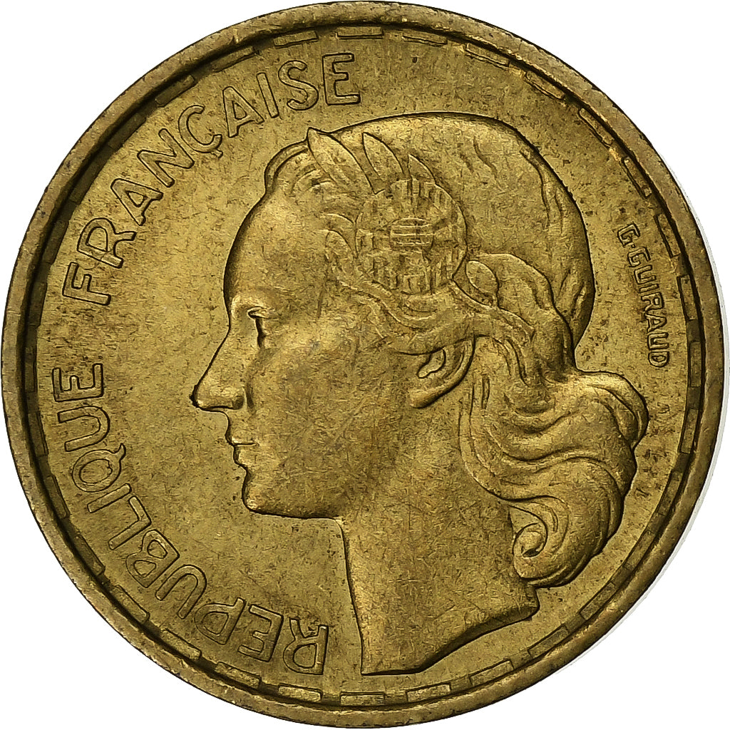 France, 10 Francs, Guiraud, 1951, Paris, Aluminum-Bronze, AU(50-53), KM:915.1