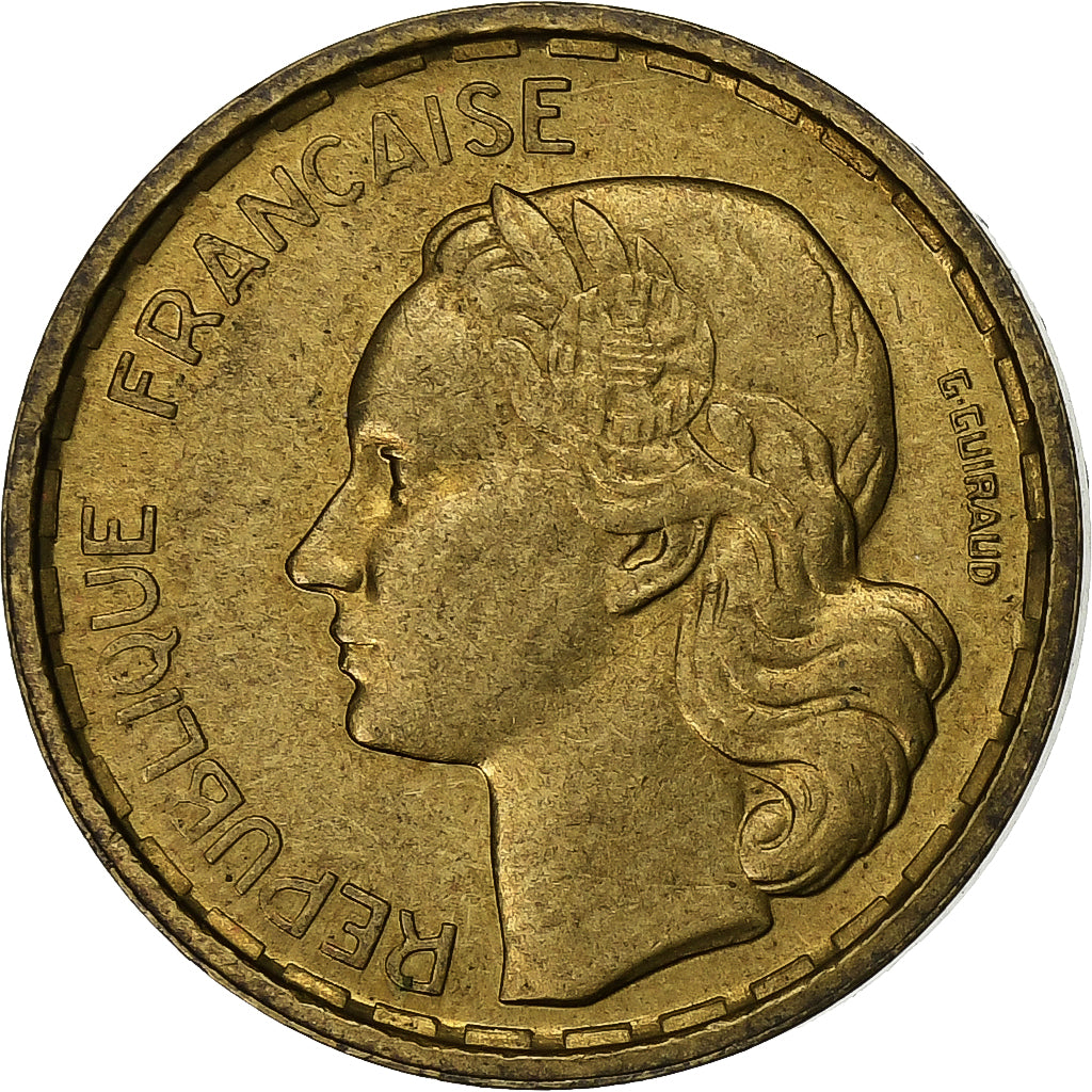 France, 10 Francs, Guiraud, 1951, Paris, Aluminum-Bronze, EF(40-45), KM:915.1