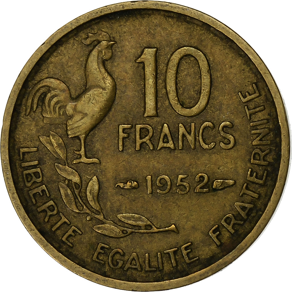 France, 10 Francs, Guiraud, 1952, Beaumont - Le Roger, Aluminum-Bronze