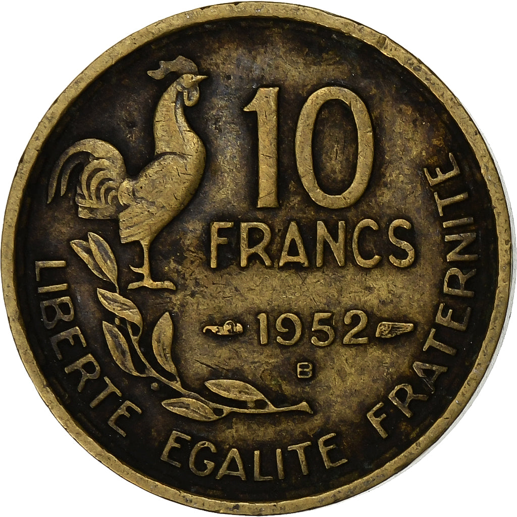 France, 10 Francs, Guiraud, 1952, Beaumont - Le Roger, Aluminum-Bronze