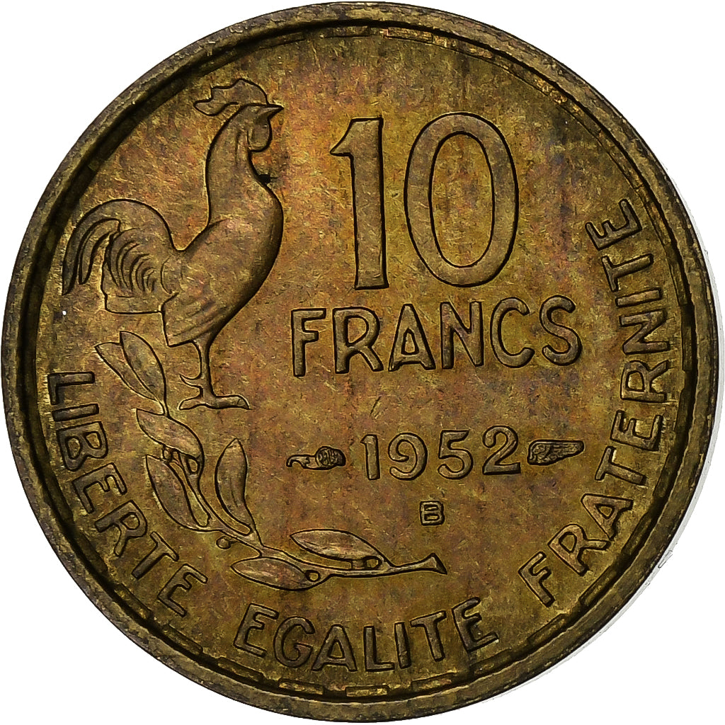 France, 10 Francs, Guiraud, 1952, Beaumont - Le Roger, Aluminum-Bronze