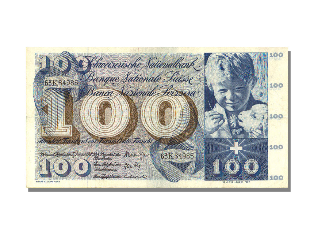 Banconote, Svizzera, 100 Franken, 1969, 1969-01-15, BB+