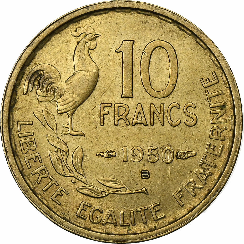 France, 10 Francs, Guiraud, 1950, Beaumont - Le Roger, Aluminum-Bronze