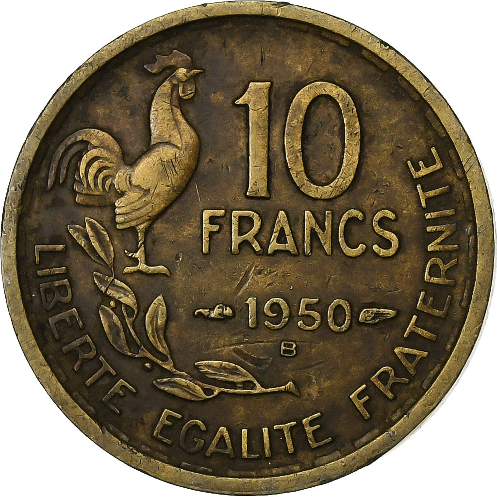 France, 10 Francs, Guiraud, 1950, Beaumont - Le Roger, Aluminum-Bronze